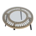 Set Tavolo con 2 Sedie DKD Home Decor Grigio Metallo Cristallo rattan sintetico 55 x 55 x 47 cm