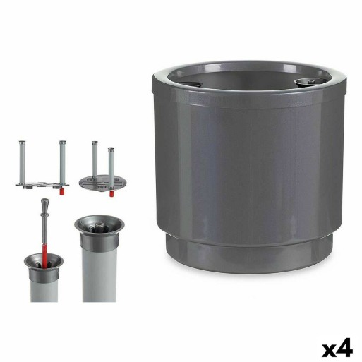Vaso Autoirrigável Ibergarden 4126-PLA Prateado Polipropileno 26 x 25 x 26 cm (4 Unidades)