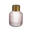 Vaso Riscas Cor de Rosa Dourado Vidro 12 x 18 x 12 cm (6 Unidades)