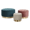 Repousa pés DKD Home Decor Verde Cinzento Castanho-avermelhado Dourado Metal Veludo 80 x 80 x 45 cm