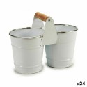 Plantador Ibergarden D60088-D Branco Prateado Madeira Zinco Duplo 20 x 15 x 10,2 cm (24 Unidades)