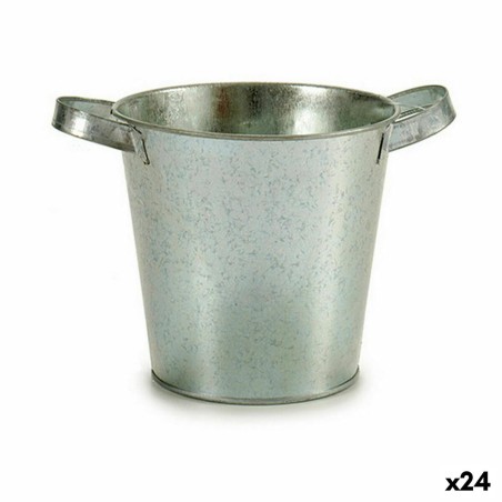 Plantador Ibergarden A60354-B Prateado Zinco Cubo 20 x 14 x 16,2 cm (24 Unidades)