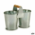 Macetero Ibergarden D60088-B Marrón Plateado Madera Zinc Doble 20 x 15 x 10,2 cm (24 Unidades)