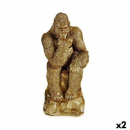 Deko-Figur Gorilla Gold 20,5 x 47 x 23,5 cm (2 Stück) Deko-Figur Gorilla Gold 20,5 x 47 x 23,5 cm (2 Stück)