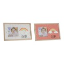 Cornice Portafoto DKD Home Decor Arcobaleno Rosa Bianco Per bambini Legno MDF (25 x 1 x 16 cm) (2 Unità)