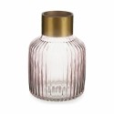 Vaso Righe Rosa Dorato Vetro 14,5 x 22 x 14,5 cm (6 Unità)