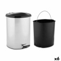Papelera con Pedal Berilo D003-1 Plateado Plástico 11 L (6 Unidades)