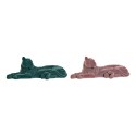 Figura Decorativa DKD Home Decor 36 x 17,5 x 13,3 cm Tigre Verde Resina Rosa Claro Flocado