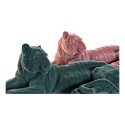 Figura Decorativa DKD Home Decor 36 x 17,5 x 13,3 cm Tigre Verde Resina Rosa Claro Flocado