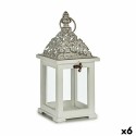 Lanterna Branco Prateado Madeira Metal 13 x 29 x 13 cm (6 Unidades)