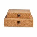 Jogo de Caixas Decorativas Castanho Cortiça Madeira MDF (6 Unidades)