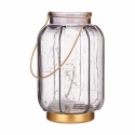 Lanterna LED Riscas Cinzento Dourado Vidro 13,5 x 22 x 13,5 cm (6 Unidades)