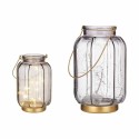 Lanterna LED Riscas Cinzento Dourado Vidro 13,5 x 22 x 13,5 cm (6 Unidades)