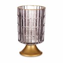 Lanterna LED Cinzento Dourado Vidro 10,7 x 18 x 10,7 cm (6 Unidades)