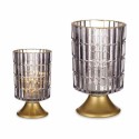 Lanterna LED Cinzento Dourado Vidro 10,7 x 18 x 10,7 cm (6 Unidades)