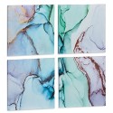 Conjunto de 4 quadros Tela Mármore Azul 35 x 7 x 35 cm (6 Unidades)