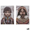 Conjunto de 2 quadros Tela Africana 70 x 50 x 1,5 cm (6 Unidades)