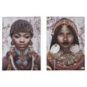 Conjunto de 2 quadros Tela Africana 70 x 50 x 1,5 cm (6 Unidades)