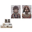 Conjunto de 2 quadros Tela Africana 70 x 50 x 1,5 cm (6 Unidades)
