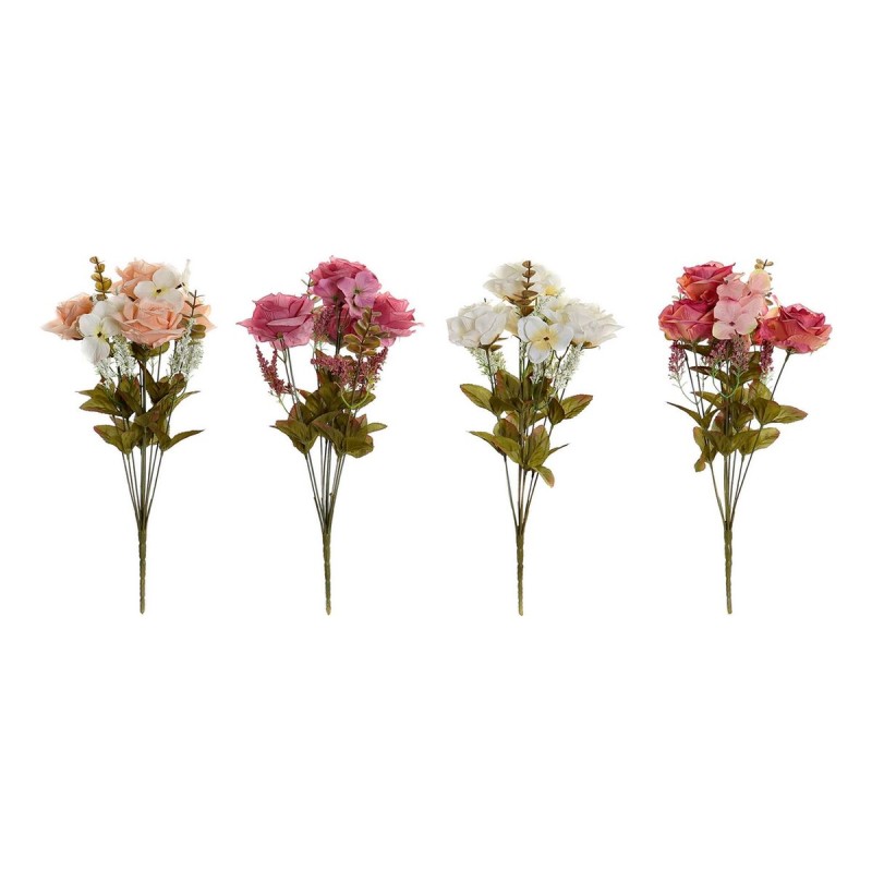 Fiori Decorativi DKD Home Decor Bianco Arancio Rosa Pesca 17 x 17 x 44 cm (4 Unità)