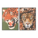 Pintura DKD Home Decor 52 x 2,7 x 72 cm Tigre Moderno (2 Unidades)