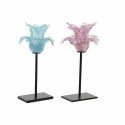 Castiçais DKD Home Decor Azul Cor de Rosa Metal Cristal 12 x 12 x 24 cm (2 Unidades)