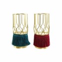 Castiçais DKD Home Decor Poliéster Metal Dourado (2 pcs) (11.5 x 11.5 x 26 cm)