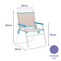 Marbueno Silla Plegable Aluminio Beige/Azul Playa y Piscina 56X52X80 cm 10173