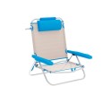 Marbueno Cadeira Dobrável 5 Posições Alumínio com Almofada Bege/Azul Praia e Piscina 61X68X82 cm 10172