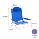 Marbueno Cadeira Dobrável 5 Posições Alumínio com Almofada Azul Praia e Piscina 61X68X82 cm 10243