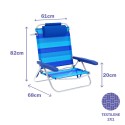 Marbueno Silla Plegable 5 Posiciones Aluminio con Cojin Rayas Azules Playa y Piscina 61X68X82 cm 10242