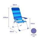 Sedia Pieghevole Marbueno 5 Posizioni Alluminio con Cuscino Righe Blu Spiaggia e Piscina 69X58X109 cm 10248