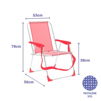 Sedia Pieghevole Marbueno in Alluminio Coral Spiaggia e Piscina 53X56X78 cm 10356