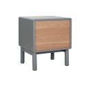 Mesa de Cabeceira Home ESPRIT Azul Cinzento Natural Madeira MDF 48 x 40 x 55 cm