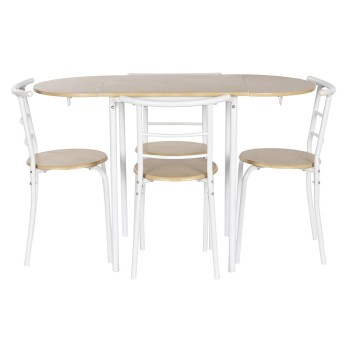 Tavolo con 4 sedie DKD Home Decor Bianco Naturale Metallo Legno MDF 121 x 55 x 78 cm