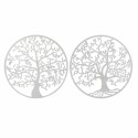 Decoração de Parede DKD Home Decor Branco Multicolor Árvore Cottage 99 x 1 x 99 cm (2 Unidades)