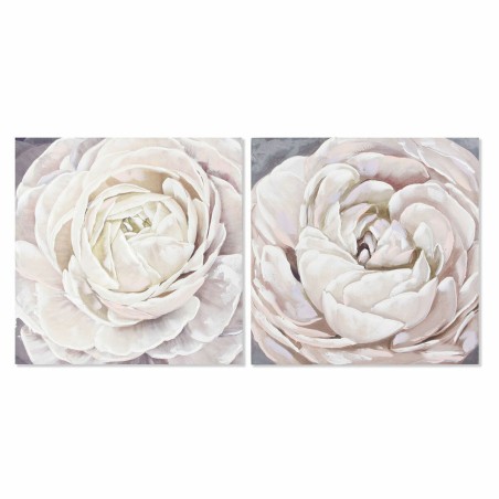 Pintura DKD Home Decor Flor (80 x 3 x 80 cm) (2 Unidades)