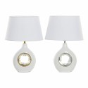 Lâmpada de mesa DKD Home Decor Branco Prata Poliéster Porcelana 220 V Dourado 50 W (2 pcs) (31 x 21 x 45 cm)