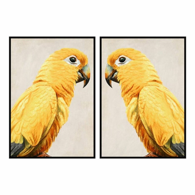 Pintura DKD Home Decor Papagaio Tropical (103 x 4,2 x 143 cm) (2 Unidades)