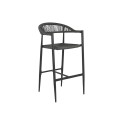 Sgabello Home ESPRIT Nero Grigio scuro Alluminio Rattan 52 x 55 x 105 cm