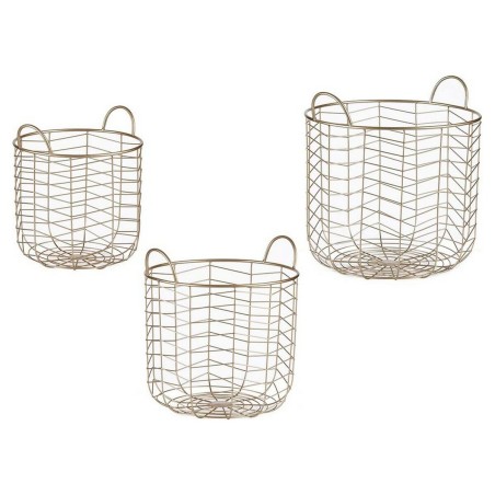 Conjunto de Cestos Dourado Metal (3 pcs)