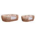 Cama para cães Home ESPRIT Branco Marrom claro Metal Rotim sintético 50 x 35 x 14 cm (2 Peças)