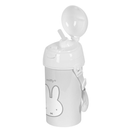 Garrafa com Tampa e Palhinha Miffy Niebla Cinzento PVC 500 ml