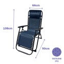 Marbueno Espreguiçadeira Dobrável Aço com Almofada Jardim e Piscina 90X66X108 cm Gravidade Zero Azul Escuro 10011