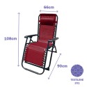Marbueno Cadeira Dobrável em Aço com Almofada para Jardim e Piscina 90X66X108 cm Zero Gravidade Burdeos 10010