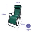 Marbueno Espreguiçadeira Dobrável Aço Com Almofada Jardim e Piscina 90X66X108 cm Gravidade Zero Verde 10008