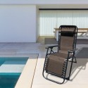 Marbueno Espreguiçadeira Dobrável Aço com Almofada Jardim e Piscina 90X66X108 cm Gravidade Zero Marrom 10007