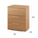 Nachttisch Alexandra House Living Kirschbaum Metall Holz MDP 41 x 62 x 35 cm 3 Schubladen