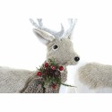 Decorazione Natalizia DKD Home Decor Beige Poliestere Bianco polistirene Renna (9 x 24 x 33 cm)