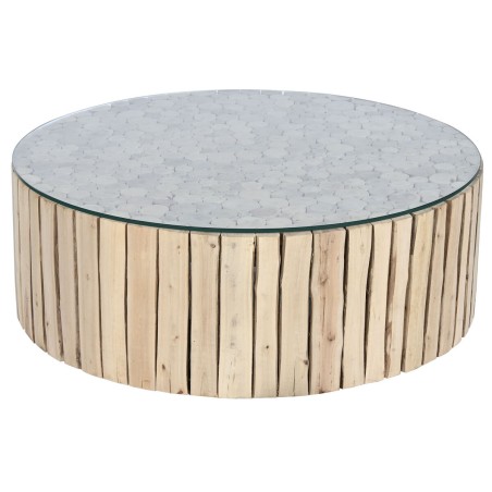 Table Basse Home ESPRIT Naturel Verre Bois d'eucalyptus 90 x 90 x 30 cm Table Basse Home ESPRIT Naturel Verre Bois d'eucalyptus 90 x 90 x 30 cm